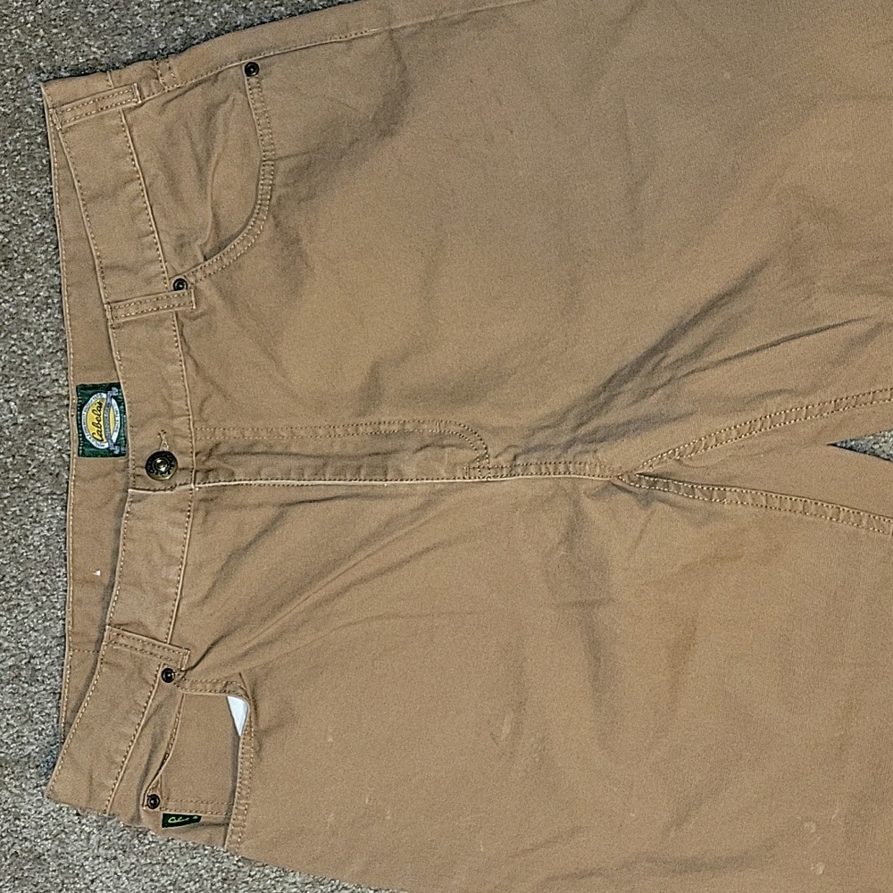 Mens Cabelas Tan Canvas 5 Pocket Jeans Work Outdoor Gear 38x34 Hunting Fishing - Picture 6 of 14